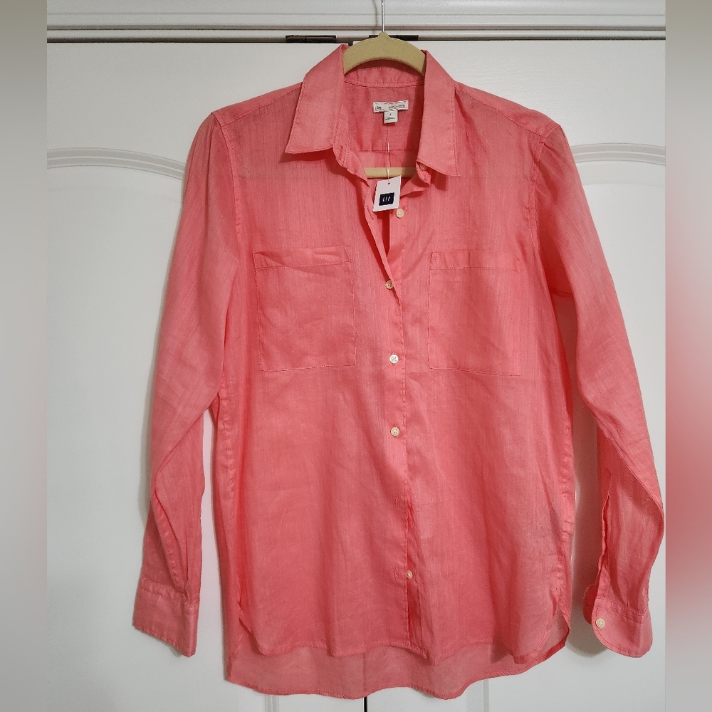 GAP Coral Pink Button-Down Shirt